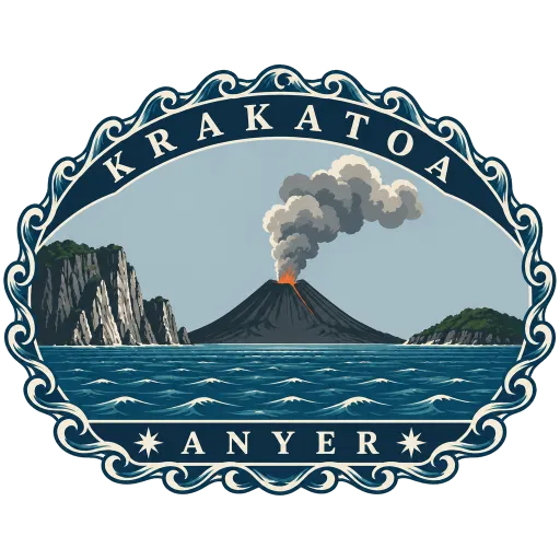 Krakatoa travel stamp