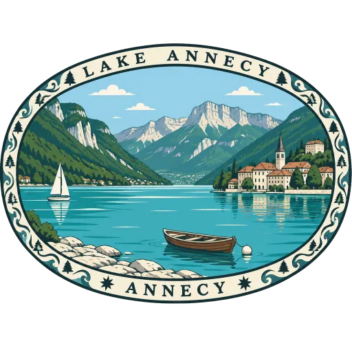 Lake Annecy travel stamp