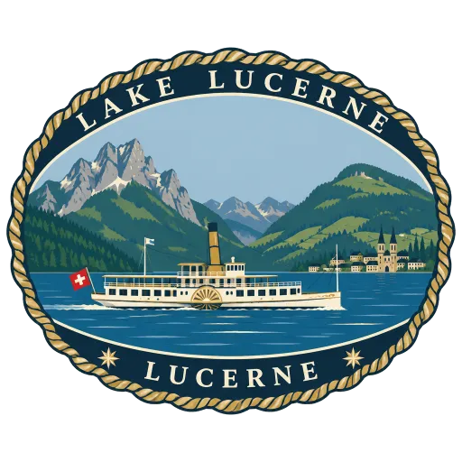 Lake Lucerne travel stamp