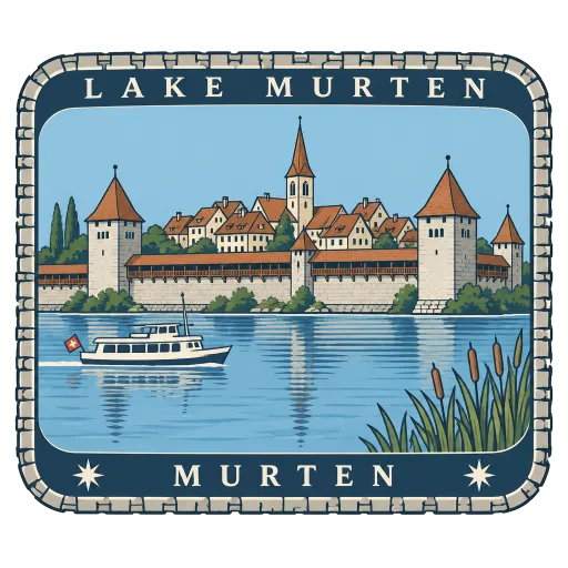 Lake Murten travel stamp
