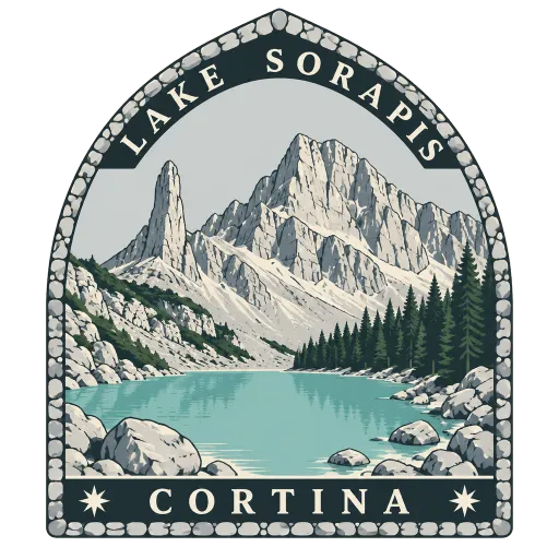 Lake Sorapis travel stamp