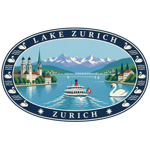 Lake Zurich travel stamp