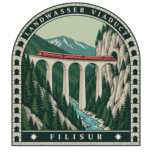 Landwasser Viaduct travel stamp