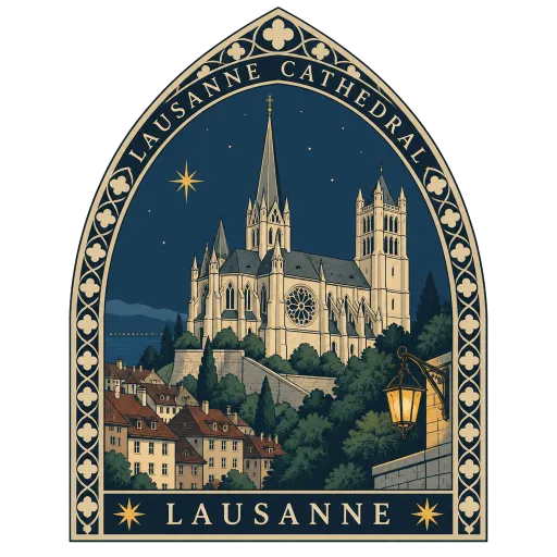 Lausanne Cathedral travel stamp