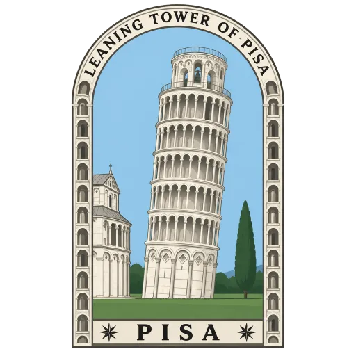 Leaning Tower of Pisa travel stamp