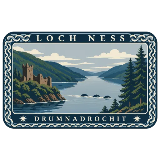 Loch Ness travel stamp