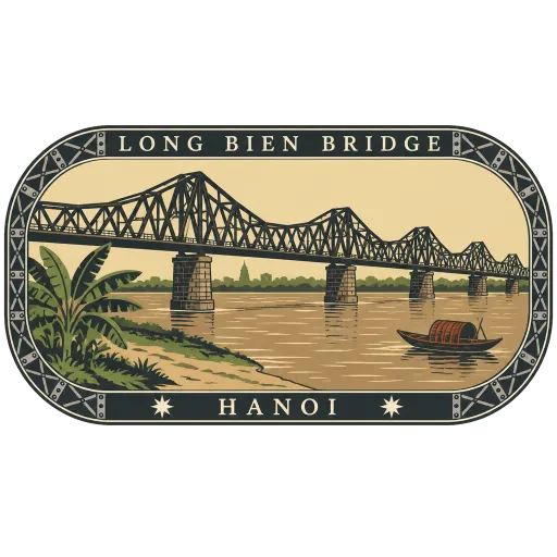 Long Bien Bridge travel stamp