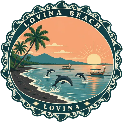 Lovina Beach travel stamp