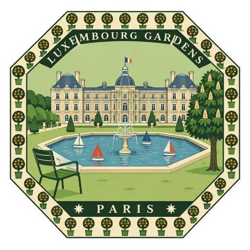 Luxembourg Gardens travel stamp