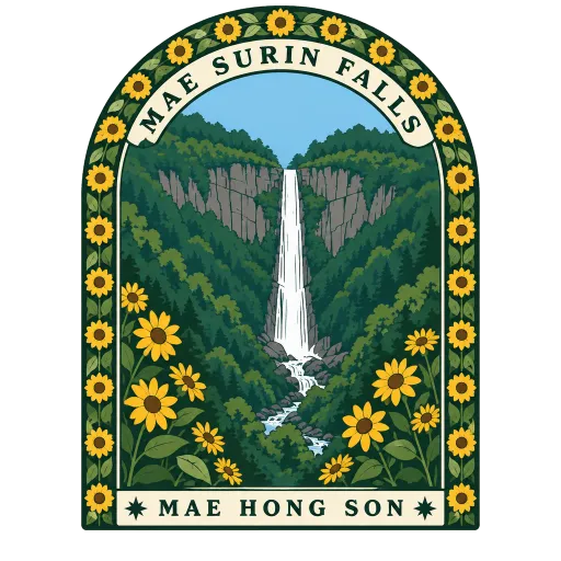 Mae Surin Falls travel stamp