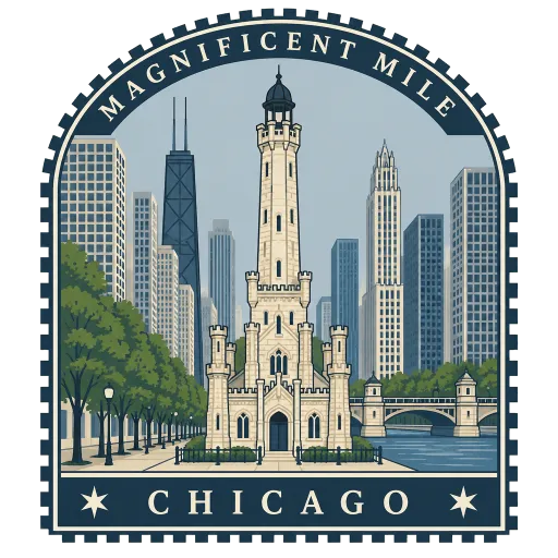 Magnificent Mile travel stamp
