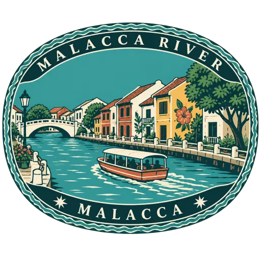 Malacca River travel stamp