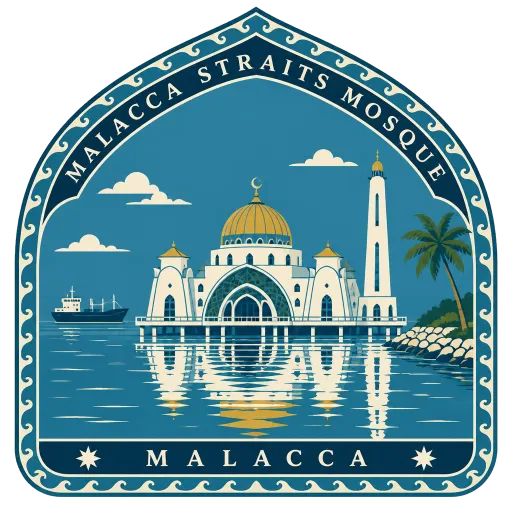 Malacca Straits Mosque travel stamp