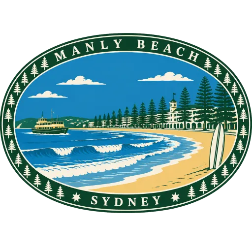 Manly Beach travel stamp