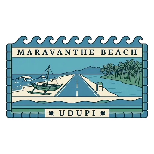 Maravanthe Beach travel stamp