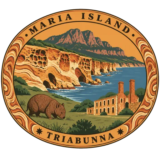 Maria Island travel stamp