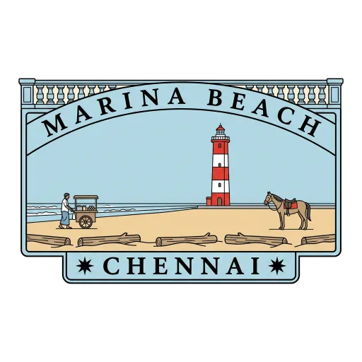 Marina Beach travel stamp