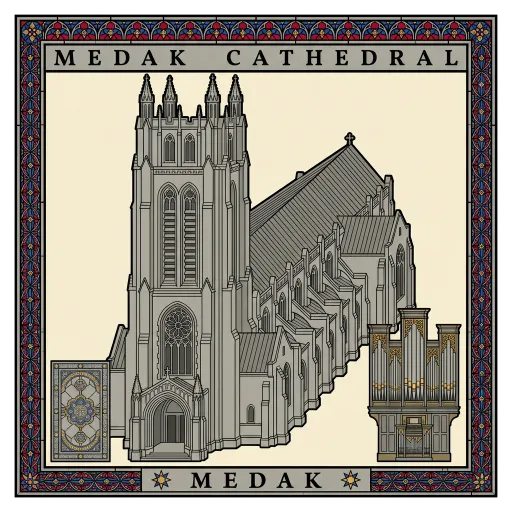Medak Cathedral travel stamp