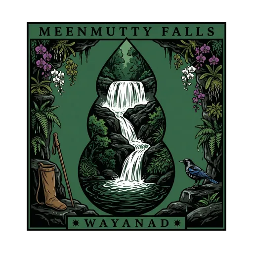 Meenmutty Falls travel stamp