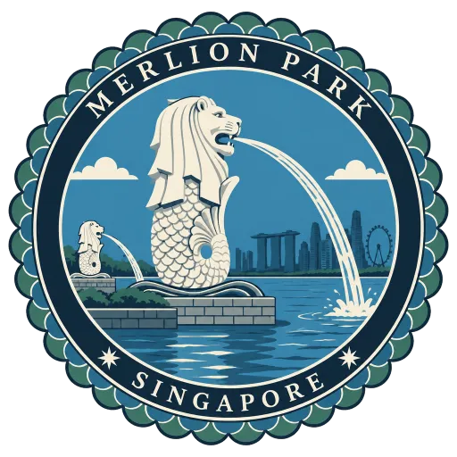 Merlion Park travel stamp
