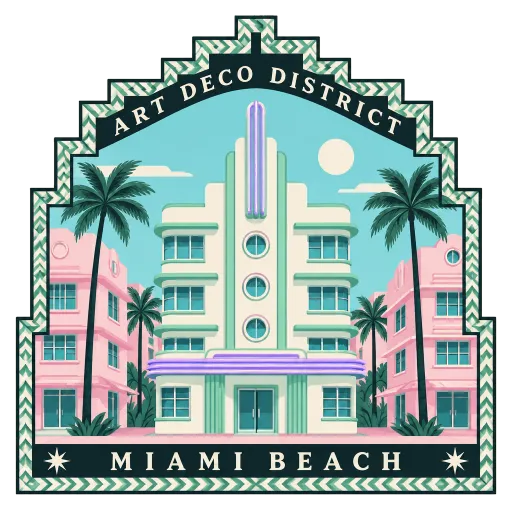 Miami Beach Art Deco District travel stamp