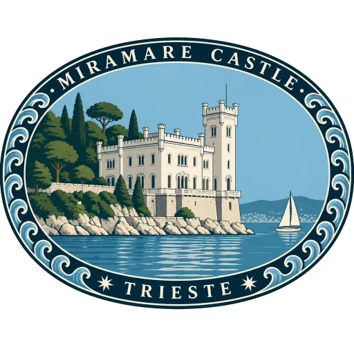 Miramare Castle travel stamp