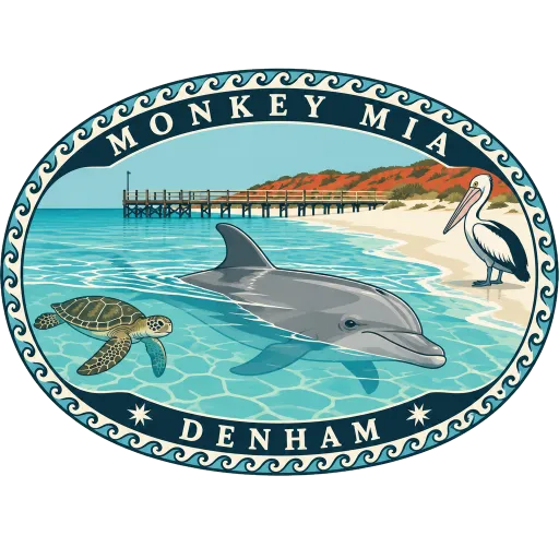 Monkey Mia travel stamp