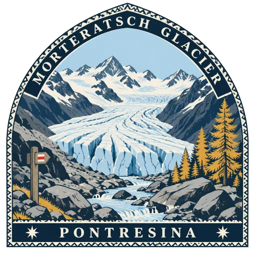 Morteratsch Glacier travel stamp
