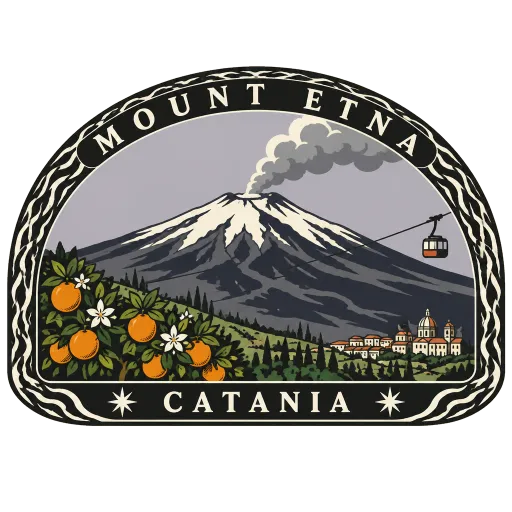 Mount Etna travel stamp