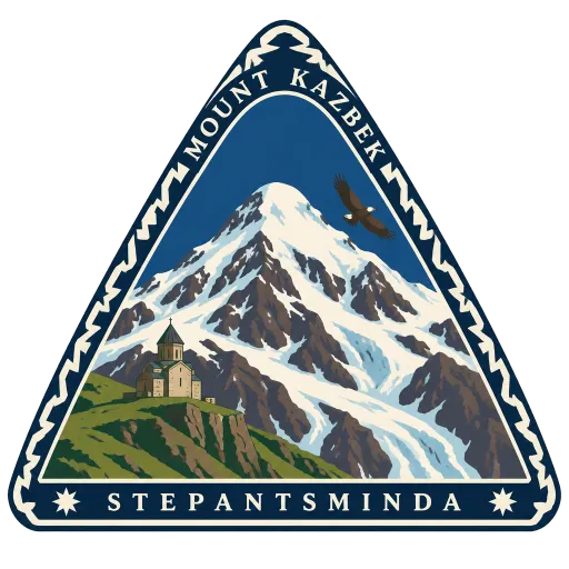 Mount Kazbek travel stamp