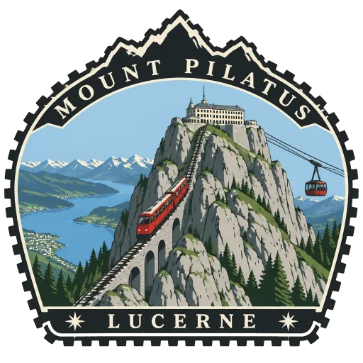 Mount Pilatus travel stamp