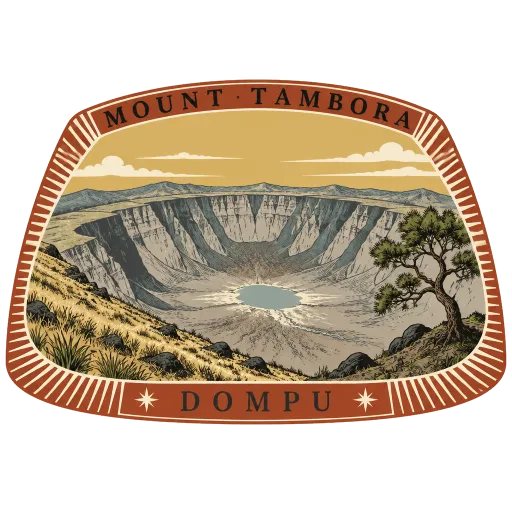 Mount Tambora travel stamp