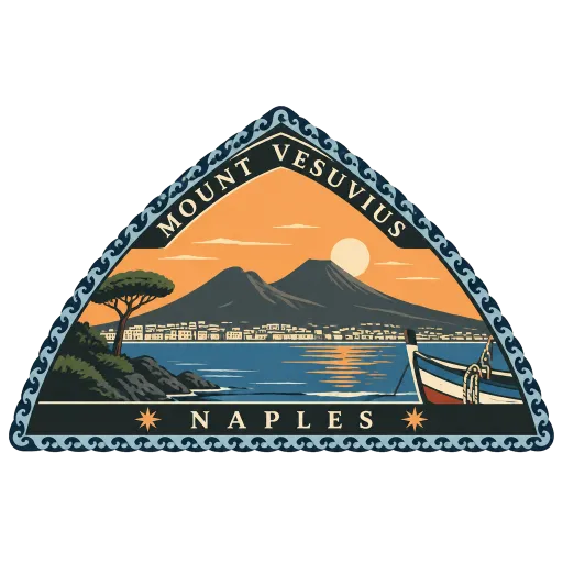 Mount Vesuvius travel stamp