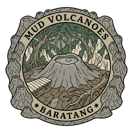 Mud Volcanoes travel stamp