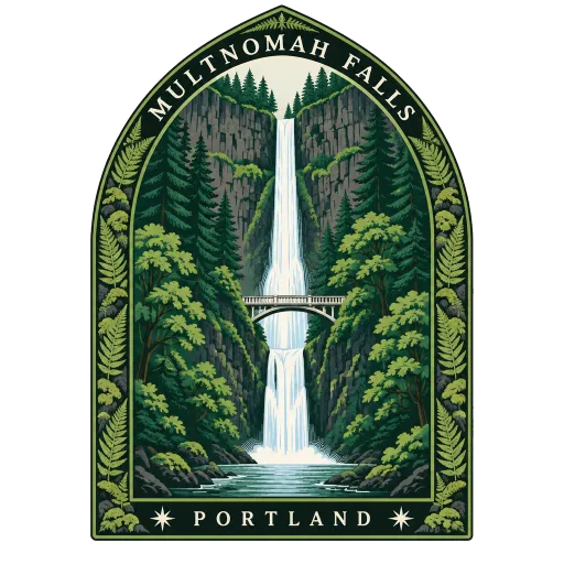 Multnomah Falls travel stamp