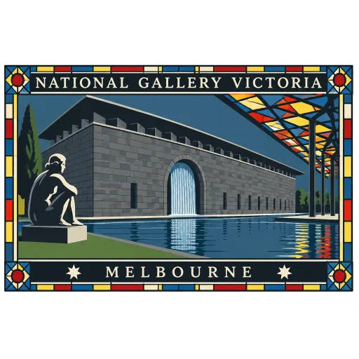 National Gallery of Victoria travel stamp