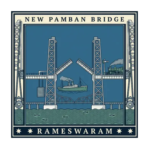 New Pamban Bridge travel stamp
