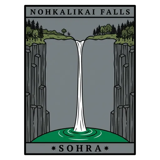 Nohkalikai Falls travel stamp