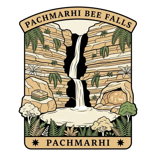 Pachmarhi Bee Falls travel stamp