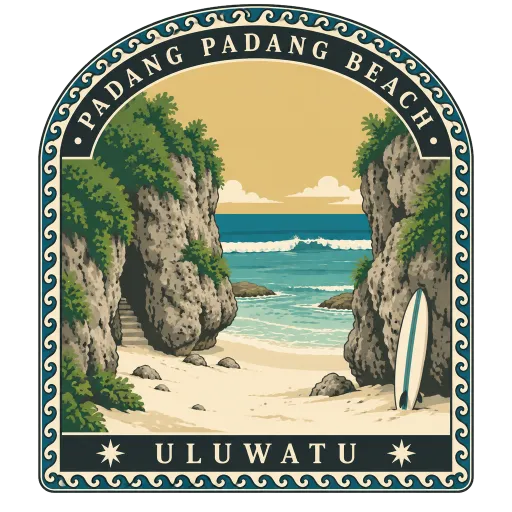 Padang Padang Beach travel stamp