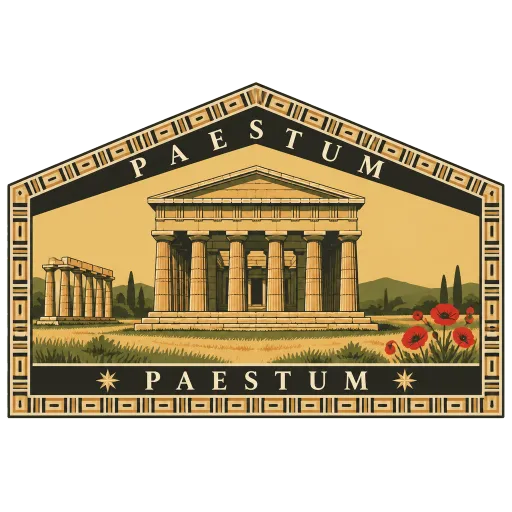 Paestum travel stamp