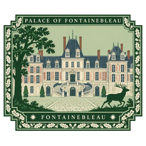 Palace of Fontainebleau travel stamp