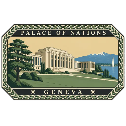 Palace of Nations travel stamp