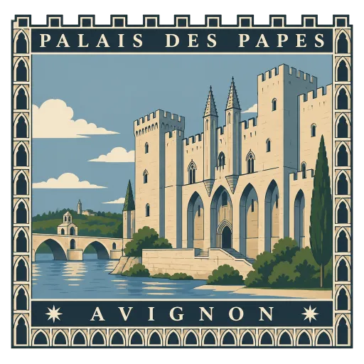 Palais des Papes travel stamp
