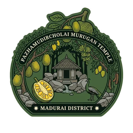 Pazhamudircholai Murugan Temple travel stamp