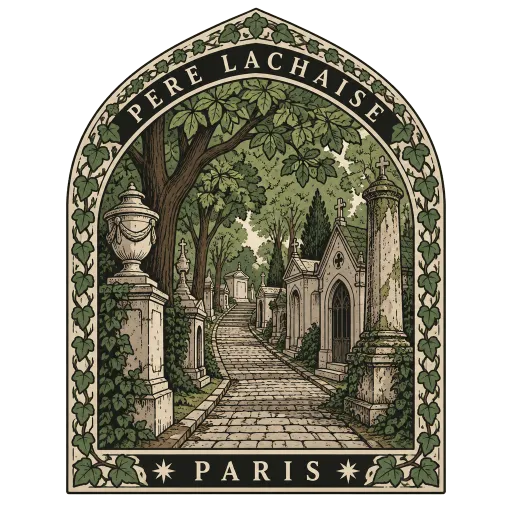 Père Lachaise Cemetery travel stamp