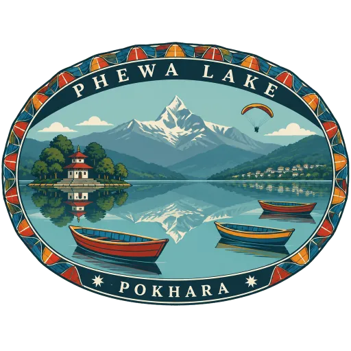 Phewa Lake travel stamp