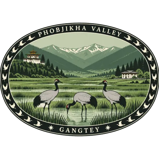 Phobjikha Valley travel stamp