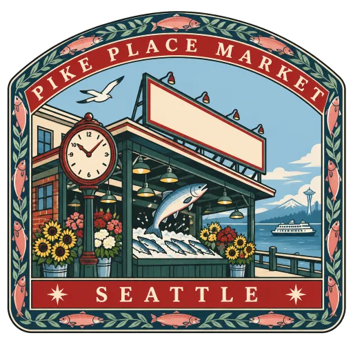 Pike Place Market travel stamp