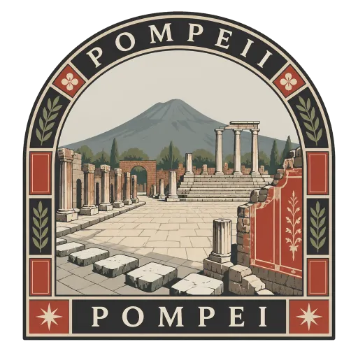 Pompeii travel stamp